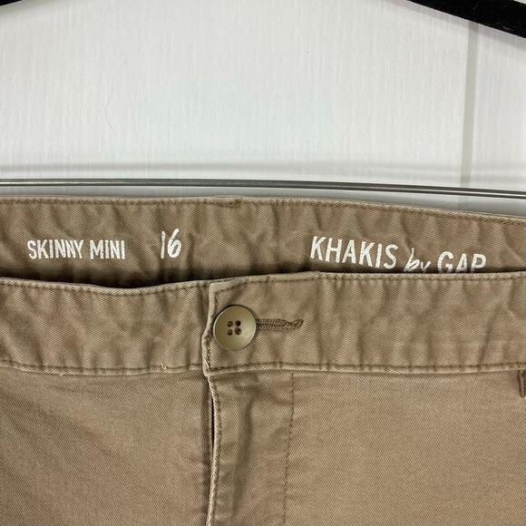 GAP Pants Women 16 Khakis Skinny-Mini Stretchy-Cotton Tan-Beige-Brown Pocket Zip - Picture 4 of 13